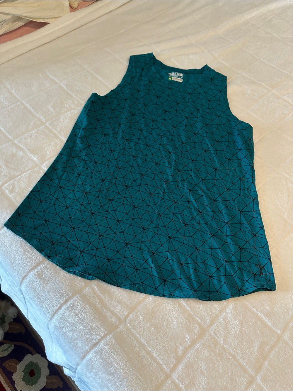Carolina bamboo Teal Geometric Sleeveless Tank Top Medium